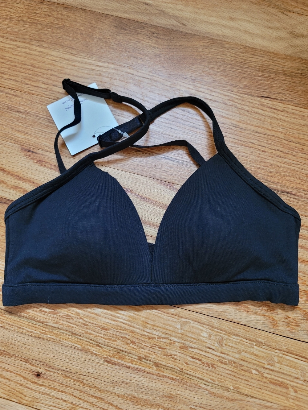 Lulalu Delilah Cotton Wireless T-Shirt Bra Removable Pad Black Size 32AA NWT